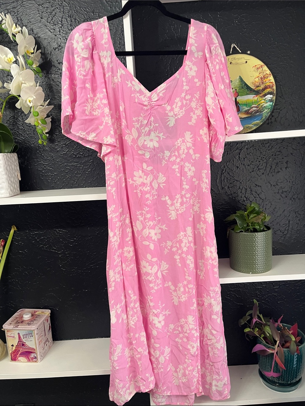 a new day Pink Floral Midi Dress